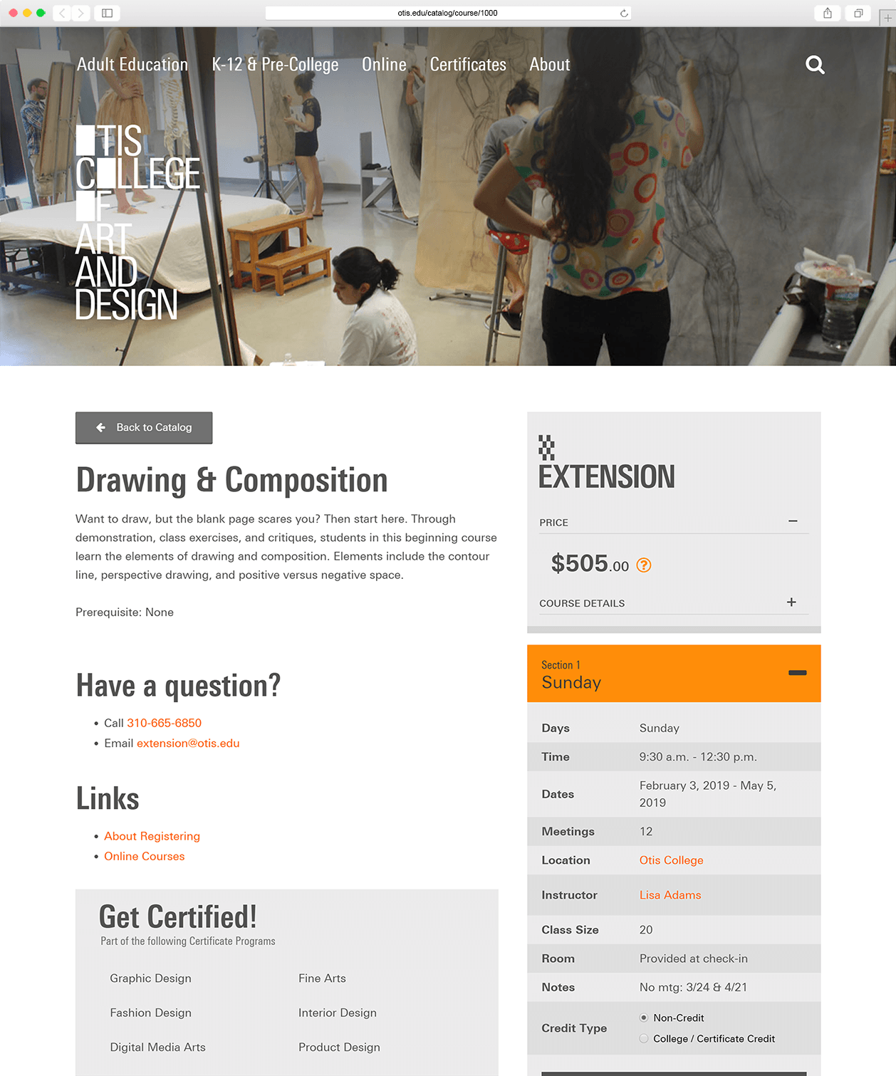 Otis College Extension - Course Page