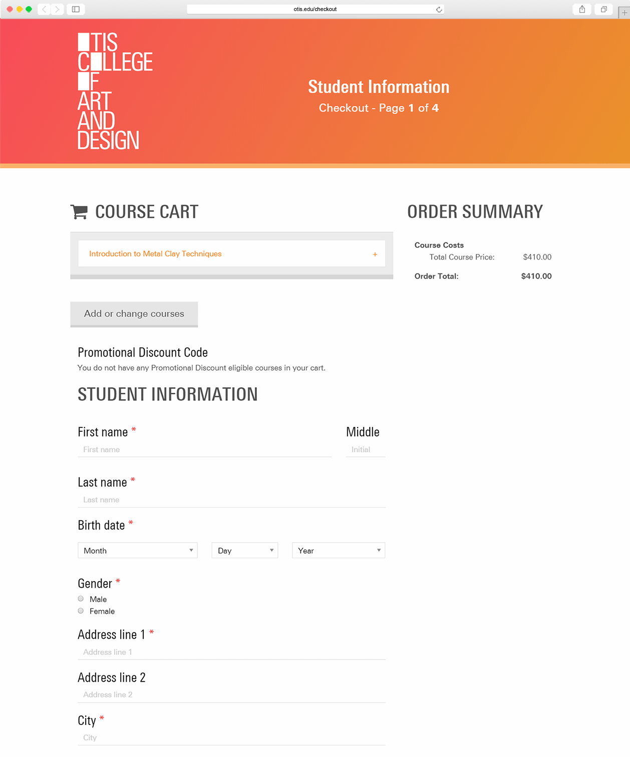 Otis College Extension - Checkout