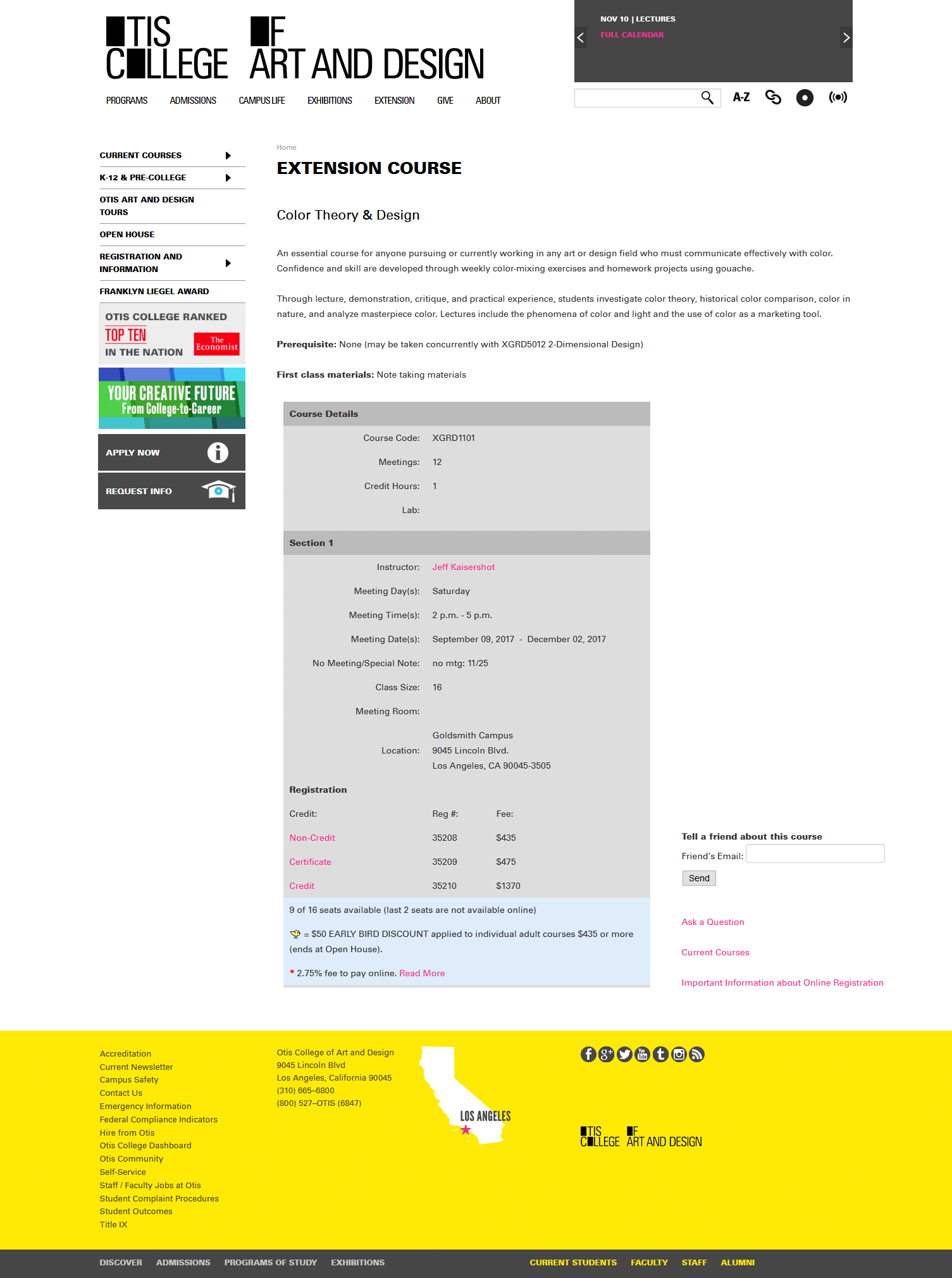 Otis College Extension - Course Page